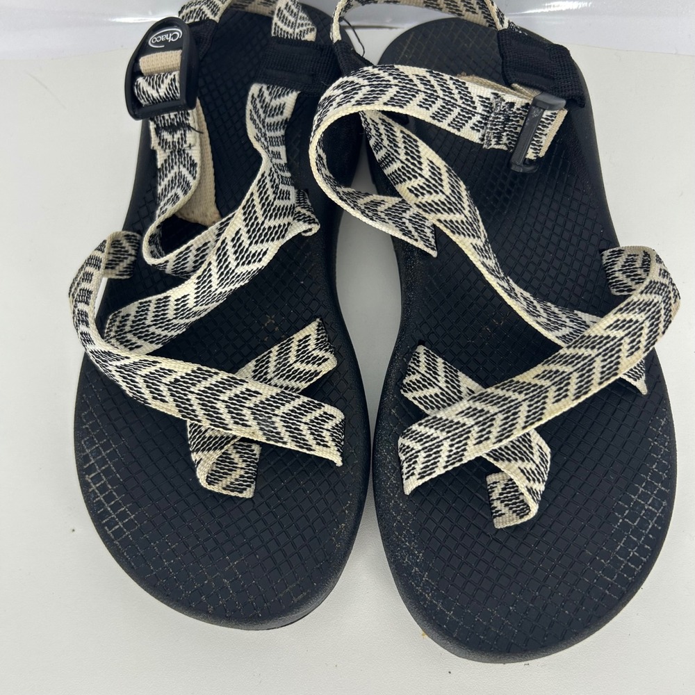 Chaco Gorpcore Z/Cloud 2 Toe Loop Sandals Size 9 Black White Chevron